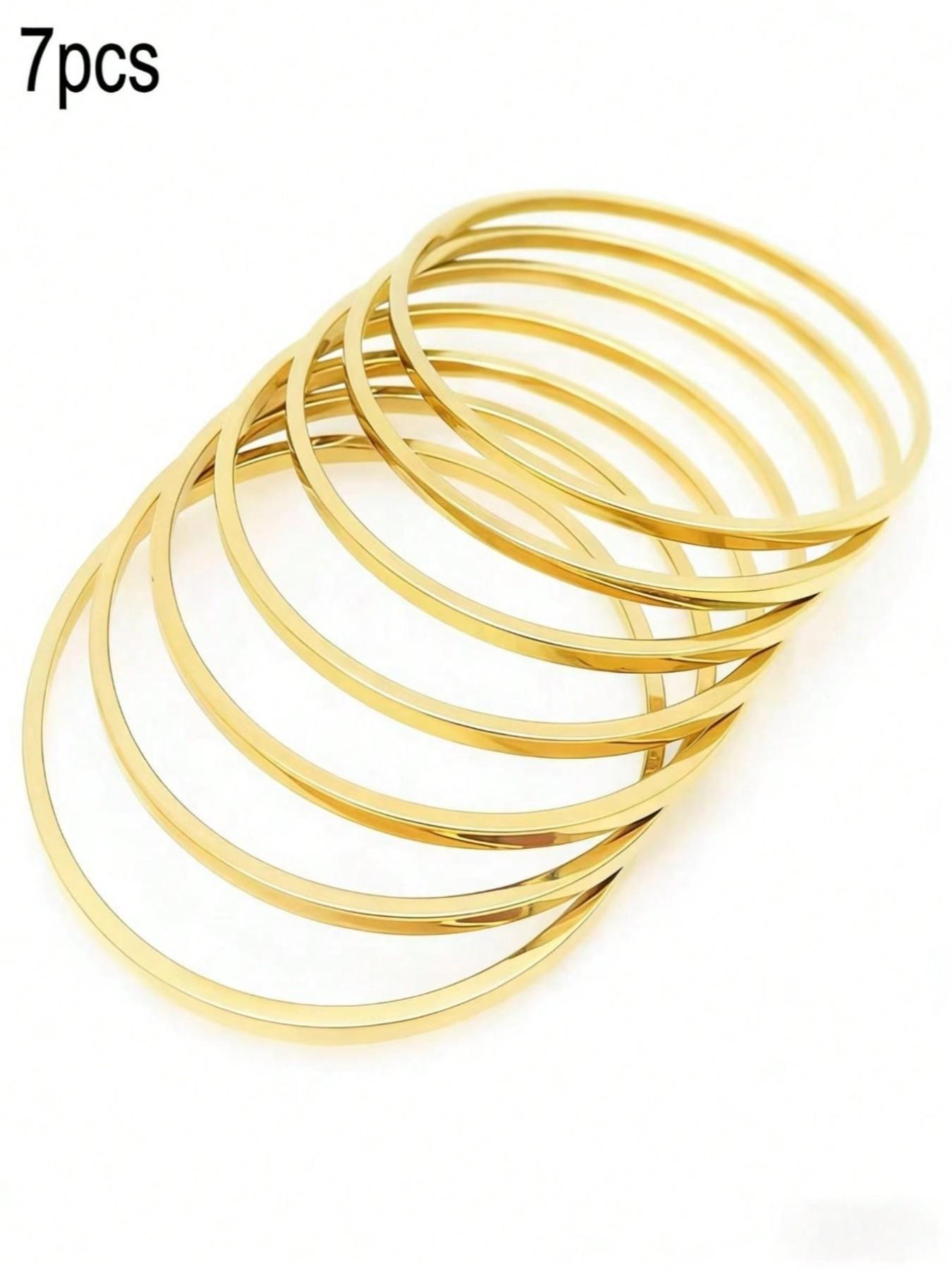 Elegant Stackable Bracelet Set, Minimalist Fine Gold Bracelets, 1/3/5/7 Pieces, Daily & Party Wear Accessories