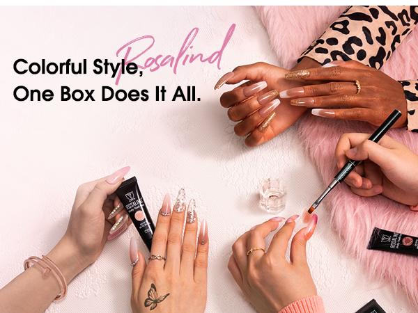ROSALIND 14Colors Poly Nail Gel Kit with Mini 8LED UV Nail Lamp Drying Nail Art Accessories kit,Clear Pink Glitter Gel Manicure Builder Nail Strengthener Gel for Starter Cutics Extension Nail Gel Drying, Nail Care, Gel Nail Set, Polygel Nails