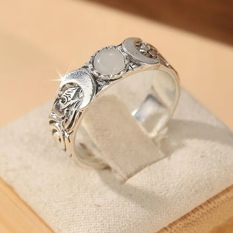 Moon Phase Ring, Triple Goddess Ring, Goddess Jewelry, Lunar Phases, Crescent Moon Ring, Full Moon, Boho Ring