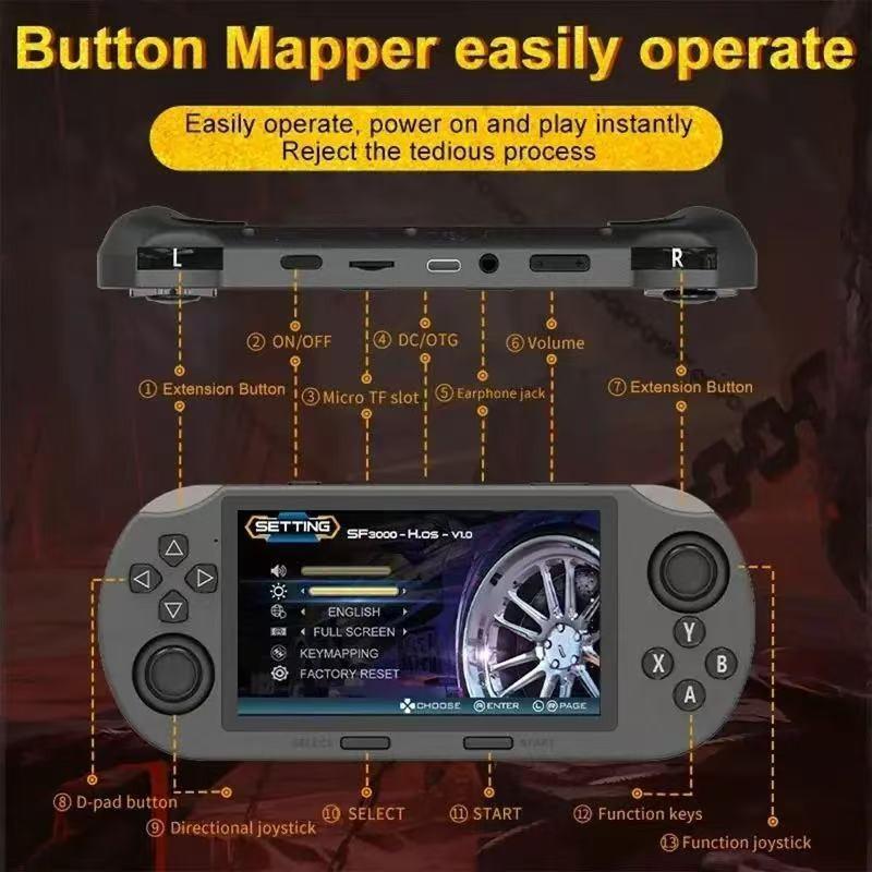 Sf3000 Handheld Retro Game Console, 4.5-Inch IPS Screen, Wireless Mini Portable Gaming Player, Ideal Gift for Boys