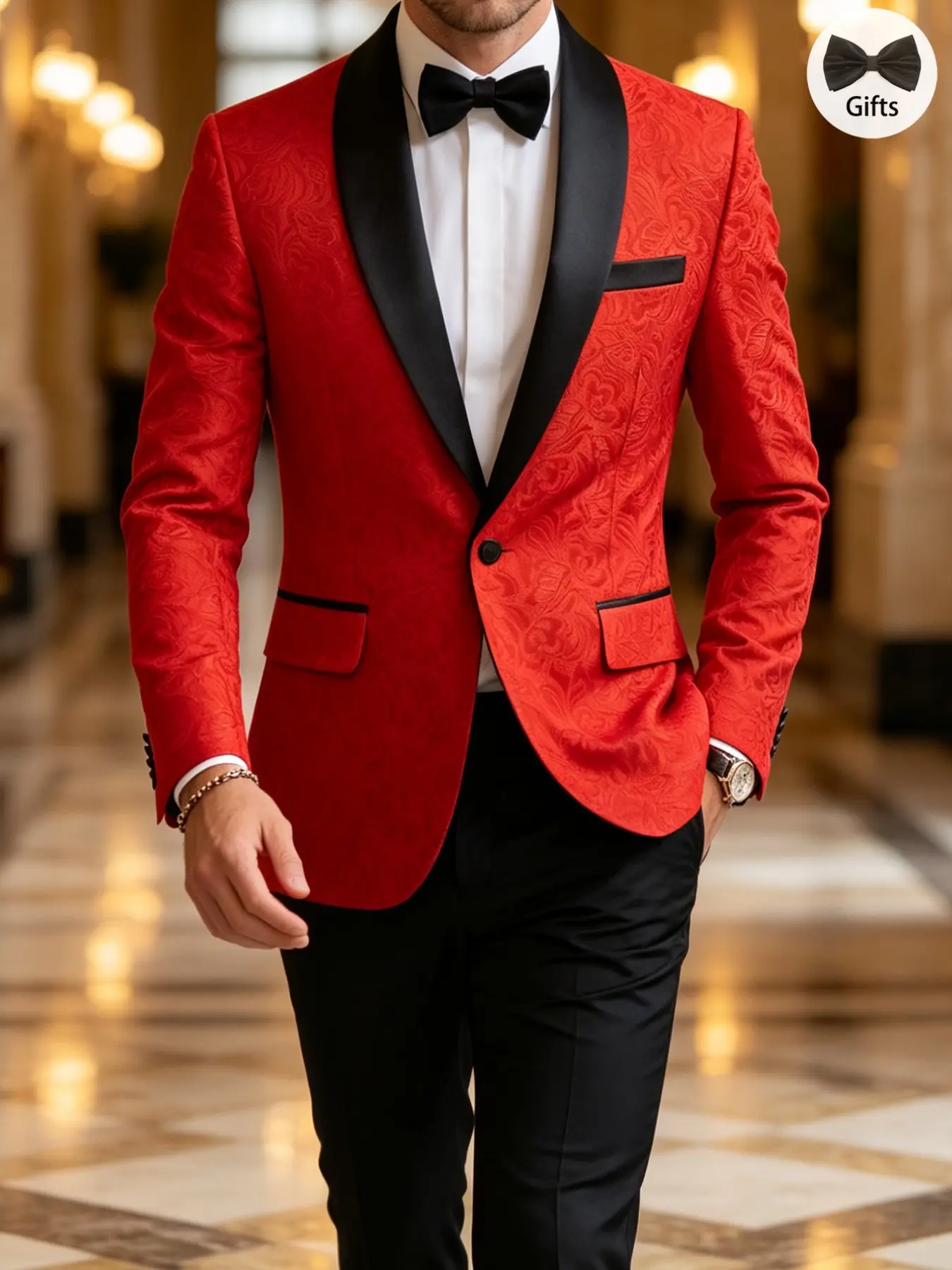 Men's Emerald Green Floral Jacquard Blazer, Black Shawl Collar Tuxedo Jacket for Wedding, Banquet & Formal Events, Suit, Formal Wear