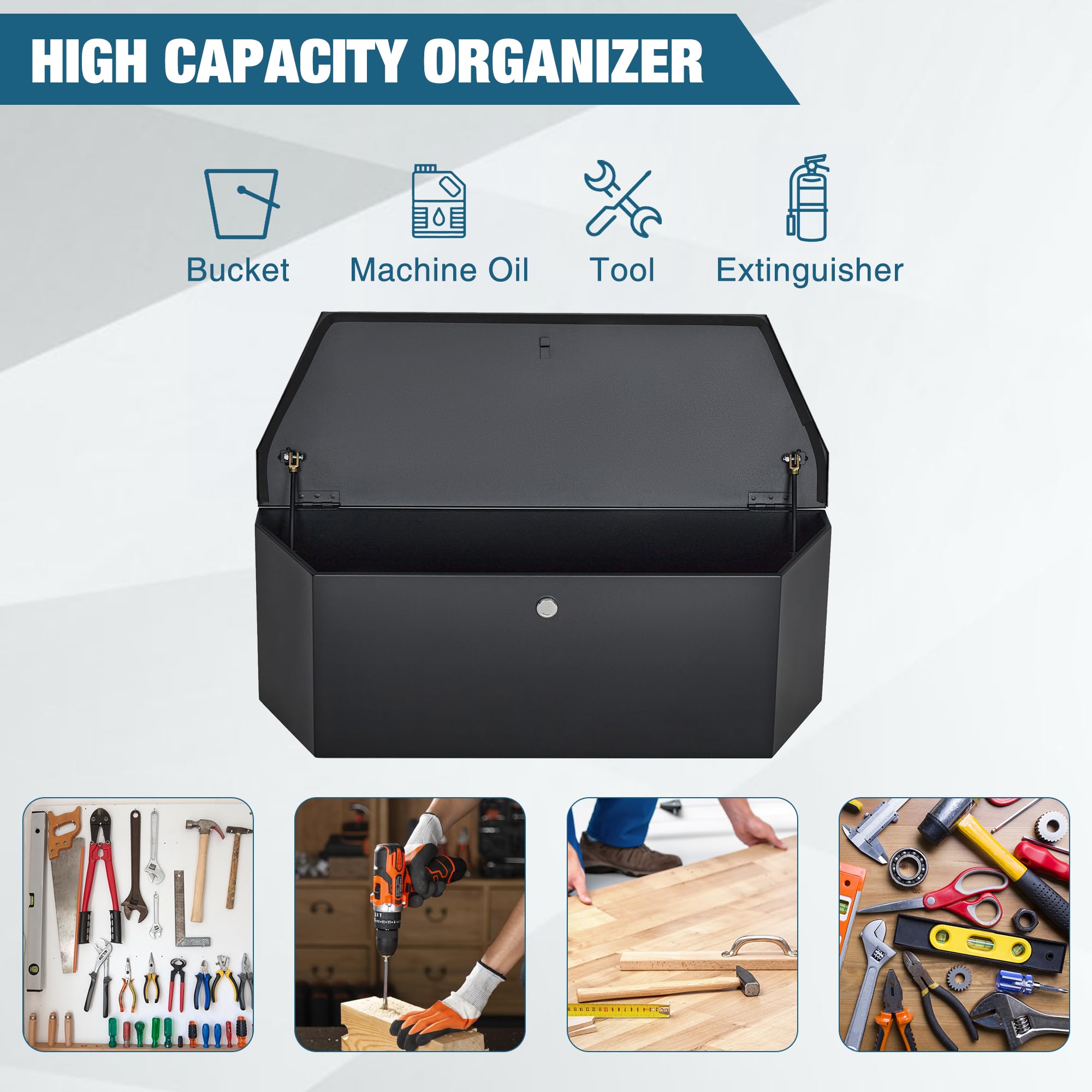 36'' Steel Trailer Tongue Box, 36"x12"x12" Heavy Duty Storage With Lock and Keys, Utility Truck Tool Box Storage Organizer, Tool Chest for Pickup Truck Bed, RV