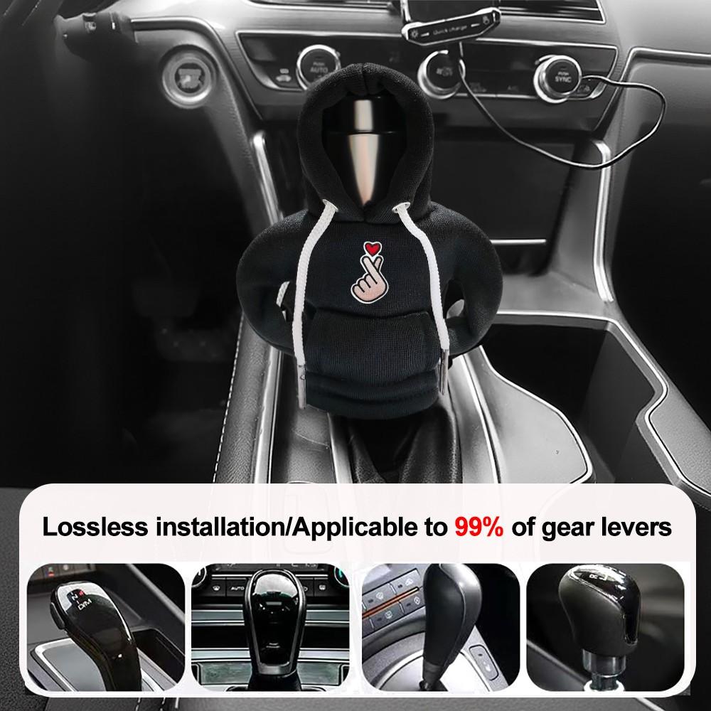Universal Car Gear Shift Cover, Cute Heart Pattern Interior Decoration, Cartoon Design, Small Sweatshirt Style, Car Accessories