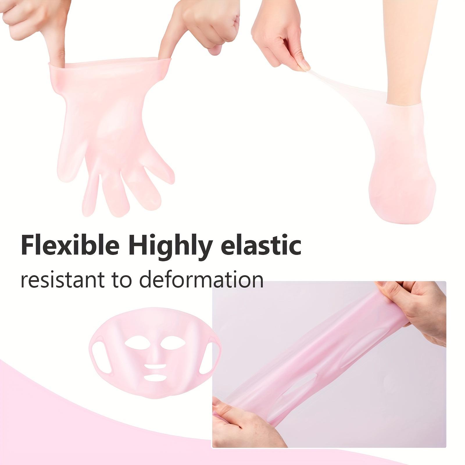 3pcs Silicone Moisturizing Set - Mask Cover, Silicone Gloves, Socks, Skincare Tools, Self care tool, Anti-Evaporation, Anti-Slip Fixed Mask Strap, Beauty Tools to Chapped Skin, Daily Care for Hands And Feet