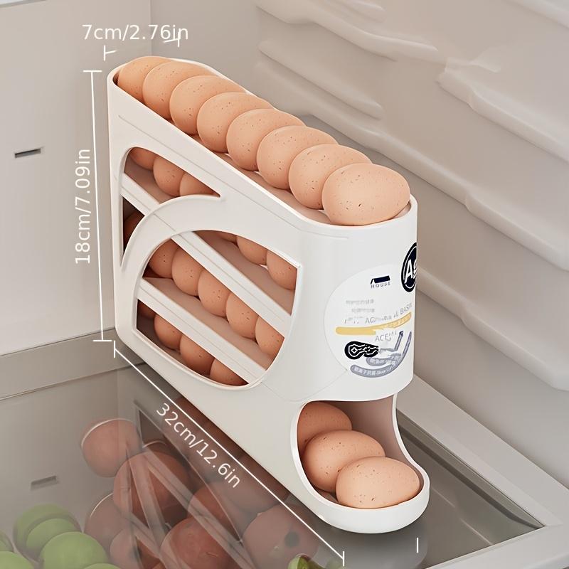 32-Egg Capacity 4-Tier Fridge Egg Organizer | Side Door Storage for Kitchen | Auto-Rolling Multi-Layer Large Capacity Egg Holder