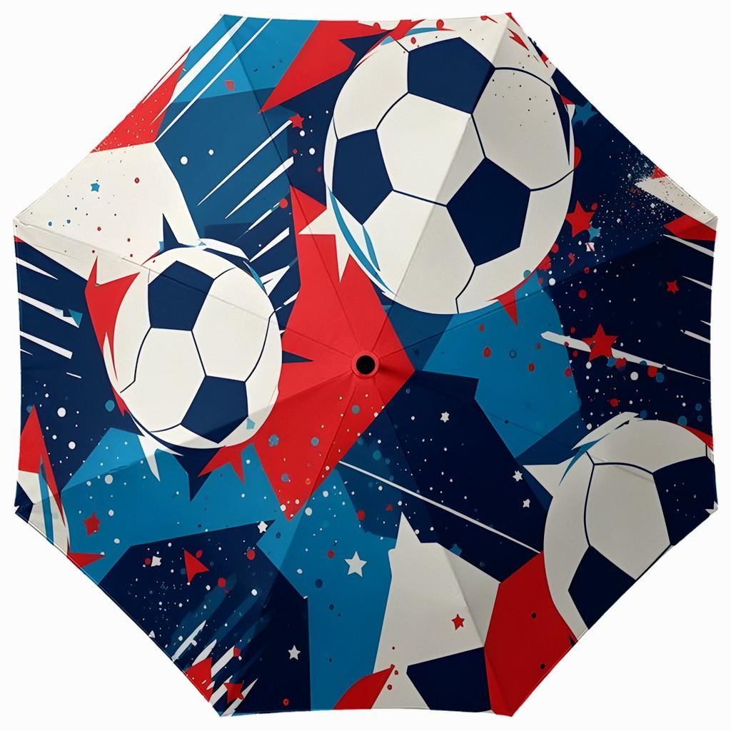 Football Field Pattern Umbrella, Automatic Folding, Sun Protection, Durable 8-Rib, Outdoor Use, Great Gift, World Cup Umbrella