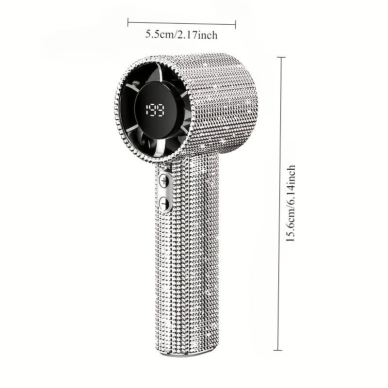 Portable Handheld Turbo Fan, Fashion Full Diamond Design, 1800mah USB Rechargeable, Personal Battery Operated, Mini Pocket Fan for Travel Outdoor