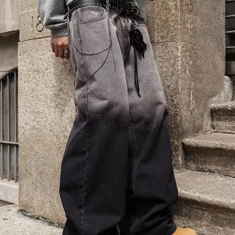 Four-Season Gradient Washed Vintage Loose Straight Jeans, Pants, Y2K Streetwear Street Style Denim Jeans, Perfect Gift for Husband or Boyfriend