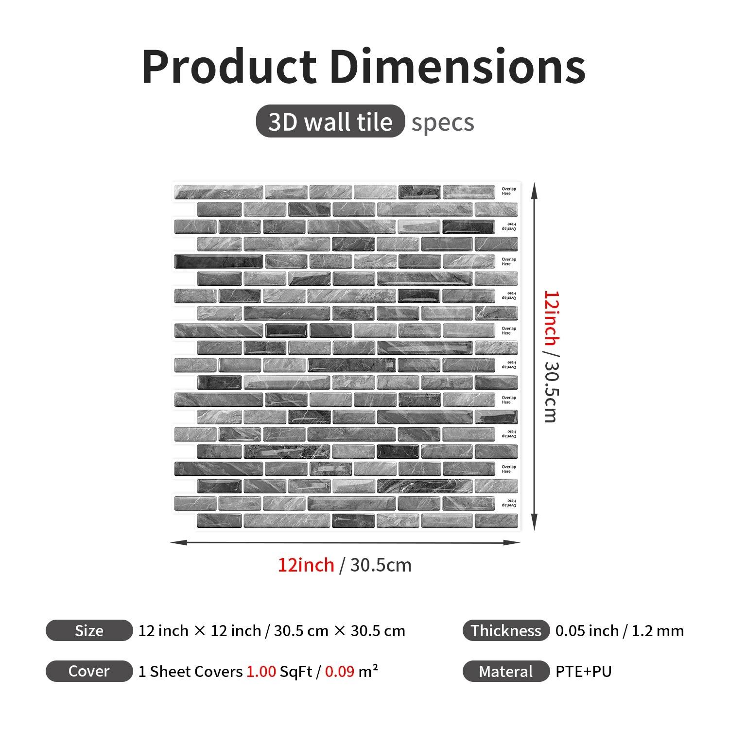 6/10pcs PVC Glazed Tiles, 3D Mosaic Stickers, Kitchen Stickers, Bathroom Waterproof Wall Stickers, Wall Renovation Color Change Wallpaper, Walecorative Stickers, Gift, Home Decor