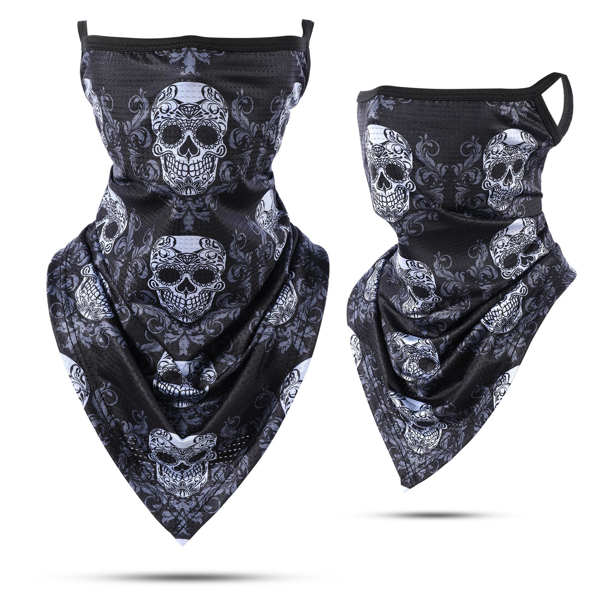 Summer Breathable Bandana Skull Printed Scarf Sun Protection Quick-drying Face Cover Reusable Mask Neck Gaiter Halloween Gift