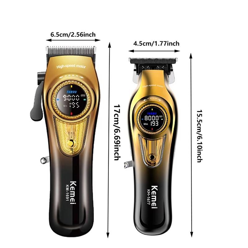 High-Speed Hair Clipper Km-1677, USB Digital Display, High Power, Ceramic Blade, Professional Electric Trimmer, Family Use