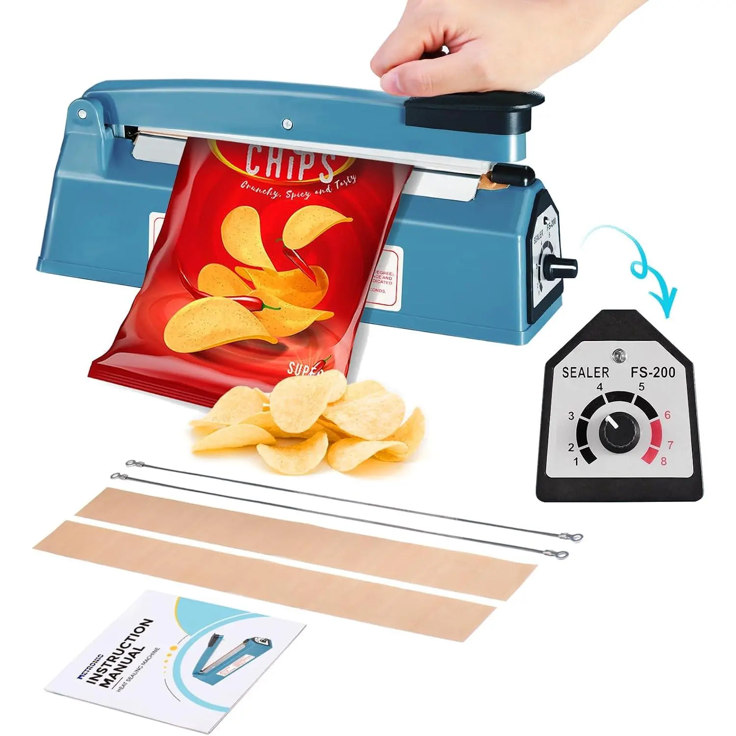 Impulse Heat Sealer 8 Inch, Manual Bags Sealer