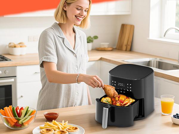 Comhoma Air Fryer 8-in-1 with 5 QT Capacity,180°-400°F Precision Heating, Air Fry, Roast, Broil, Reheats, Dehydrates, Less Oil, Features Shake Reminder, Large Touch Display with Auto Menus Comhoma Air Fryer 8-in-1 with 5 QT Capacity,180°-400°F Precision Heating, Air Fry, Roast, Broil, Reheats, Dehydrates, Less Oil, Features Shake Reminder, Large Touch Display with Auto Menus