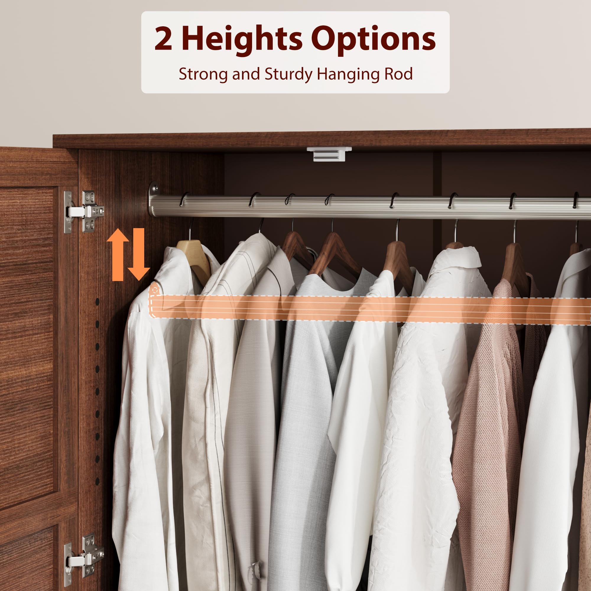 Armoire Wardrobe Closet with 4 Doors,72" Wooden Wardrobe Cabinet with Hanging Rod, Freestanding Tall Clothing Armoire Cabinet with 18 Adjustable Shelves for Bedroom, Clothes, Rustic White