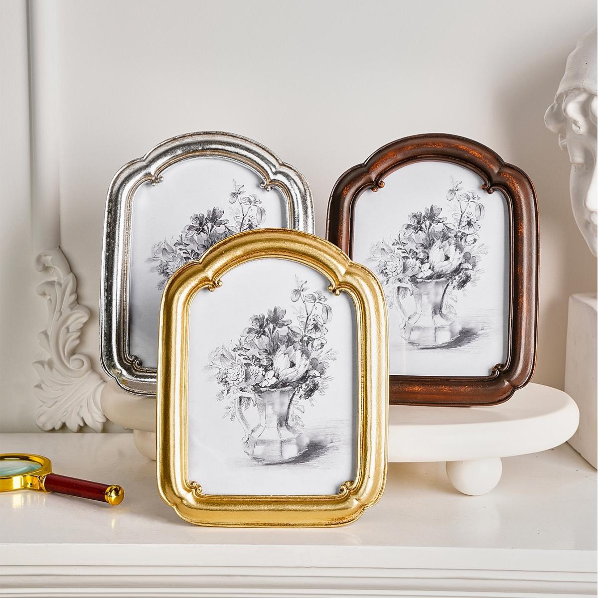 Resin Material Silver Color Border Curved Door Decorative Frame, Multi-Color Options, Simple Home Desktop Decoration