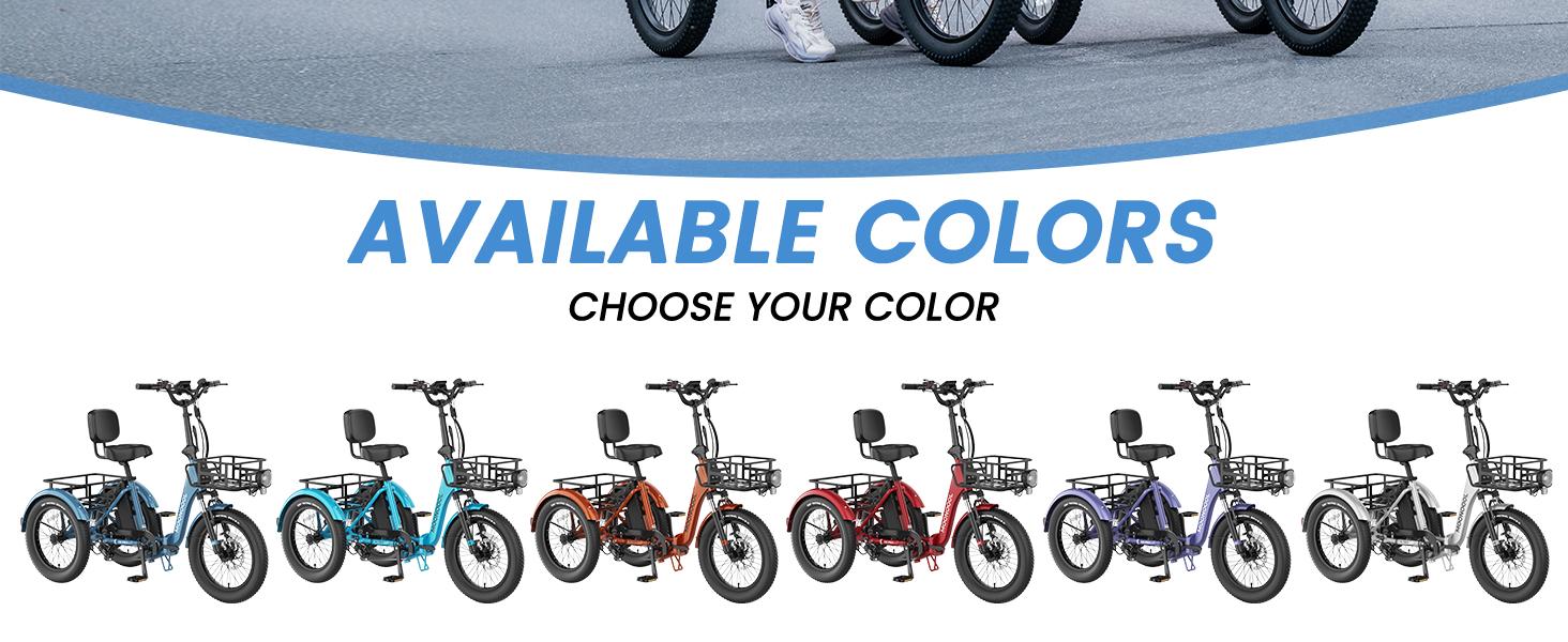MOONCOOL Electric Tricycle for Adults, 750W 48V 20" Folding Electric Trike , 3 Wheels Electric Bicycle Peak Power 1500W, Aluminum Frame Electric Tricycle with Large Basket and Removable Battery