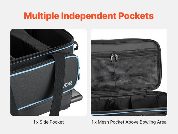 fathersdaygift  VEVOR Bowling Ball Bag, 2 Ball Double Roller Bowling Bag with Wheels, Featuring a Separate Compartment for Shoes (Up To US Size 16) Oversized Accessory Pocket, Retractable Handle Extends to 41.32 in