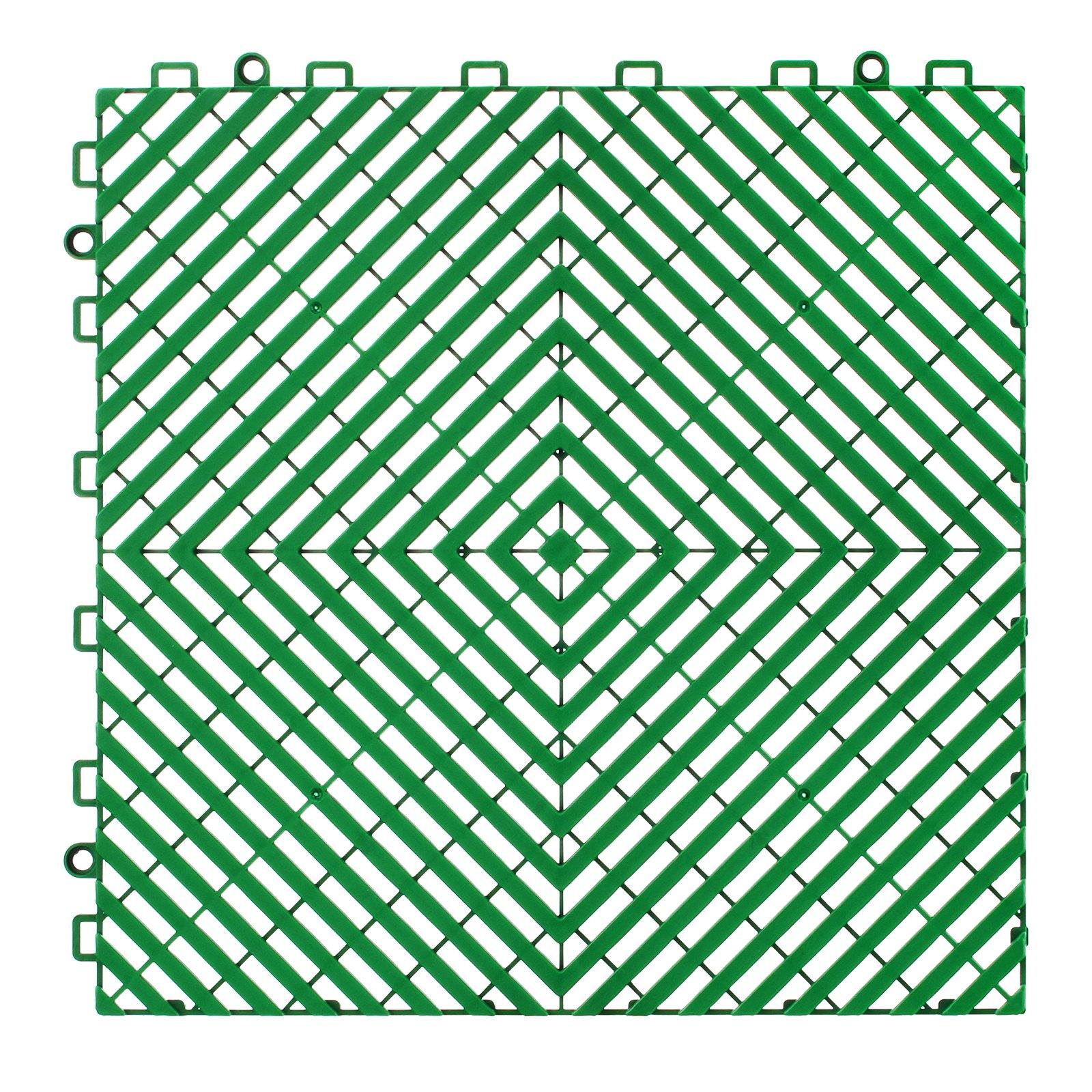 VEVOR Interlocking Drainage Mat, 50 Pcs Modular Interlocking Cushion, 12" x 12" Splicing Drainage Mats, Non-Slip Green PP Drainage Floor Tile and Shower Mat, for Garage, Garden, Kitchen & Outdoor