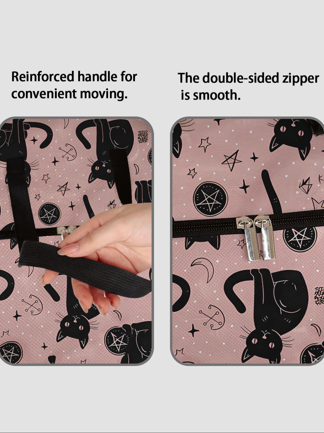 Cat Pattern Storage Box, Space-Saving Large Handheld Organizer, Home Organizer Storage, Ideal for Moving, Travel, Camping, Dormitory, Bedroom, Blankets