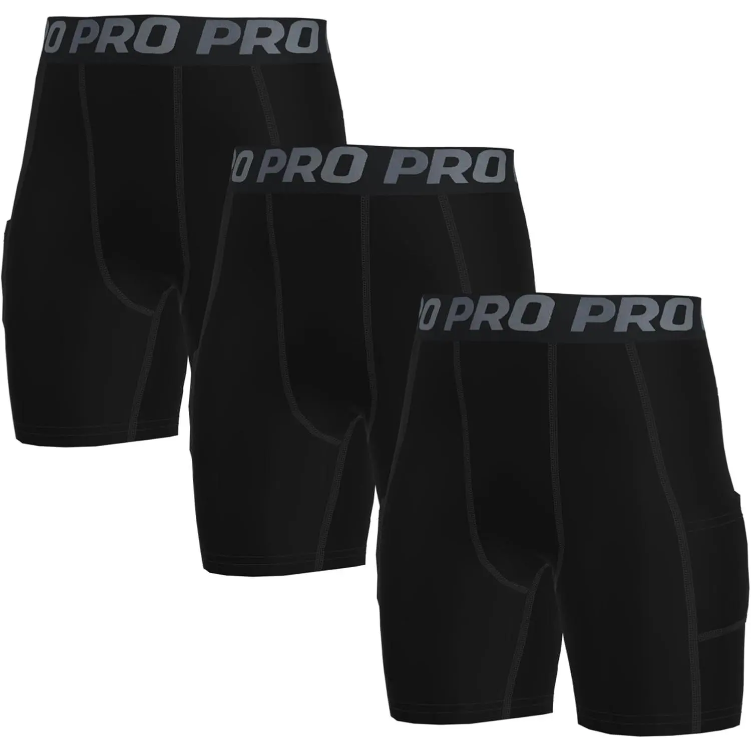 Youth Boys' Compression Shorts Cool Dry Baselayer Sports Tights Athletic Spandex Legging with Pocket