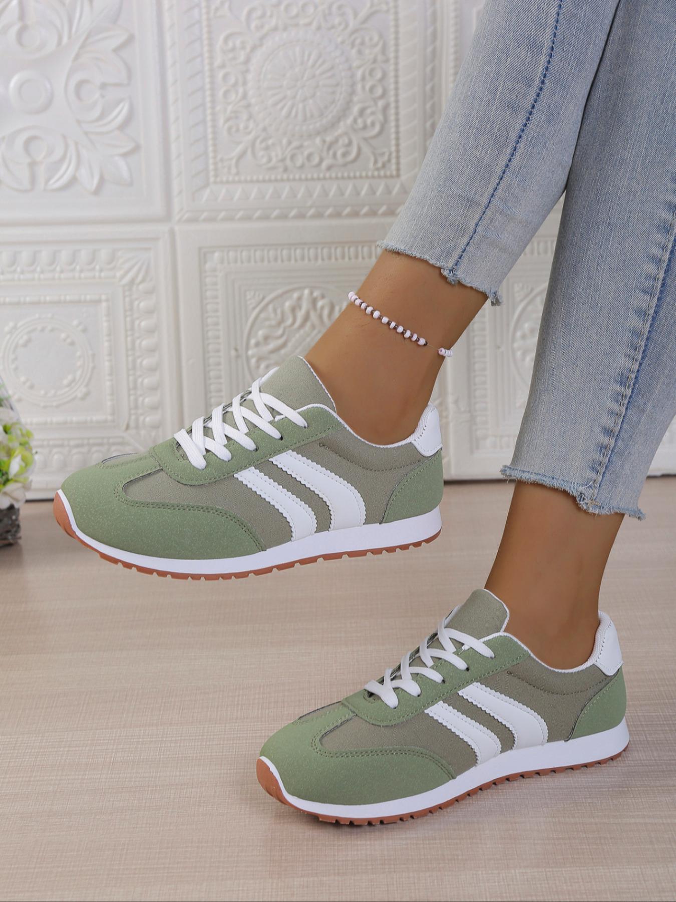 Women's Sporty Lace-Up Running Shoes, Casual Breathable Comfort Sneakers, Workout Sneakers, Round Toe Daily Wear Athletic Footwear for Women