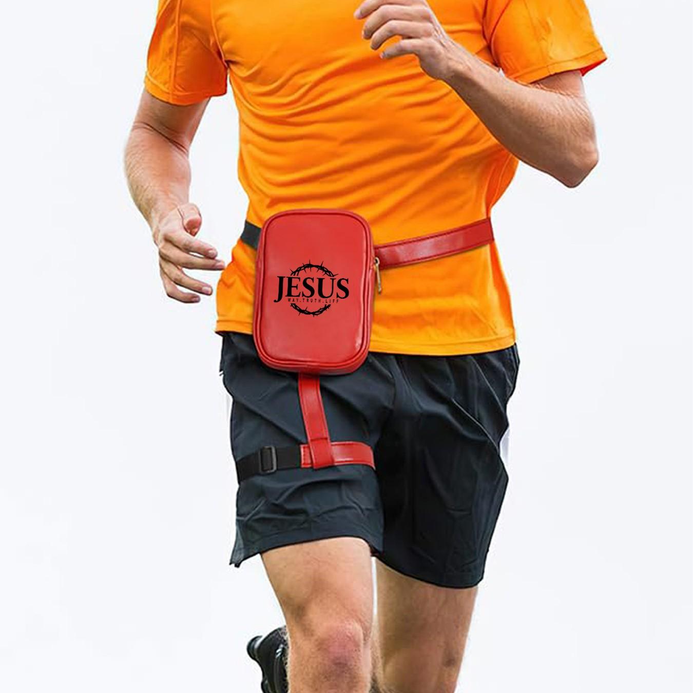 Jesus Thorn Crown Print Leg Bag, Adjustable Strap Motorcycle Crossbody Waist Pack, Multi-Scene Compatible Shoulder Bag