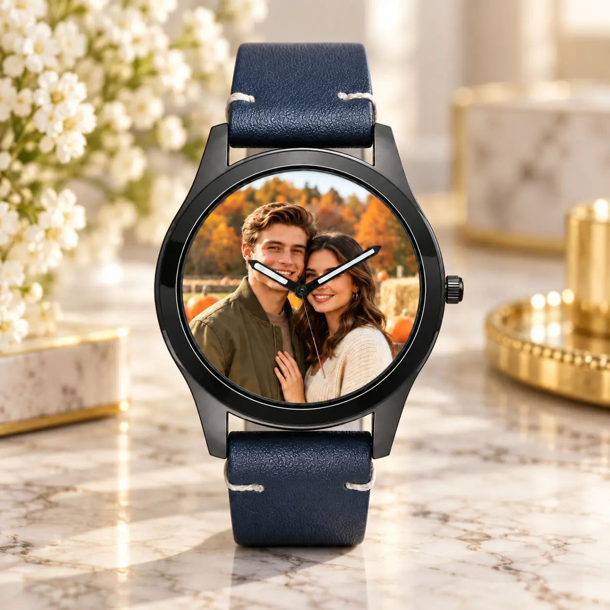 Custom Photo Watch for Men & Women, Personalized Picture Dial Wristwatch, Couple Watch Gift for Boyfriend Girlfriend, Anniversary Birthday Gift