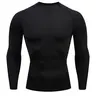 Men's Solid Color Round Neck Raglan Sleeve Sports Performance Tee, Tight, Quick-Drying Long Sleeve T-Shirt, Sportswear for Gym, Workout and Running, Athletic Tops, Workout Shirts