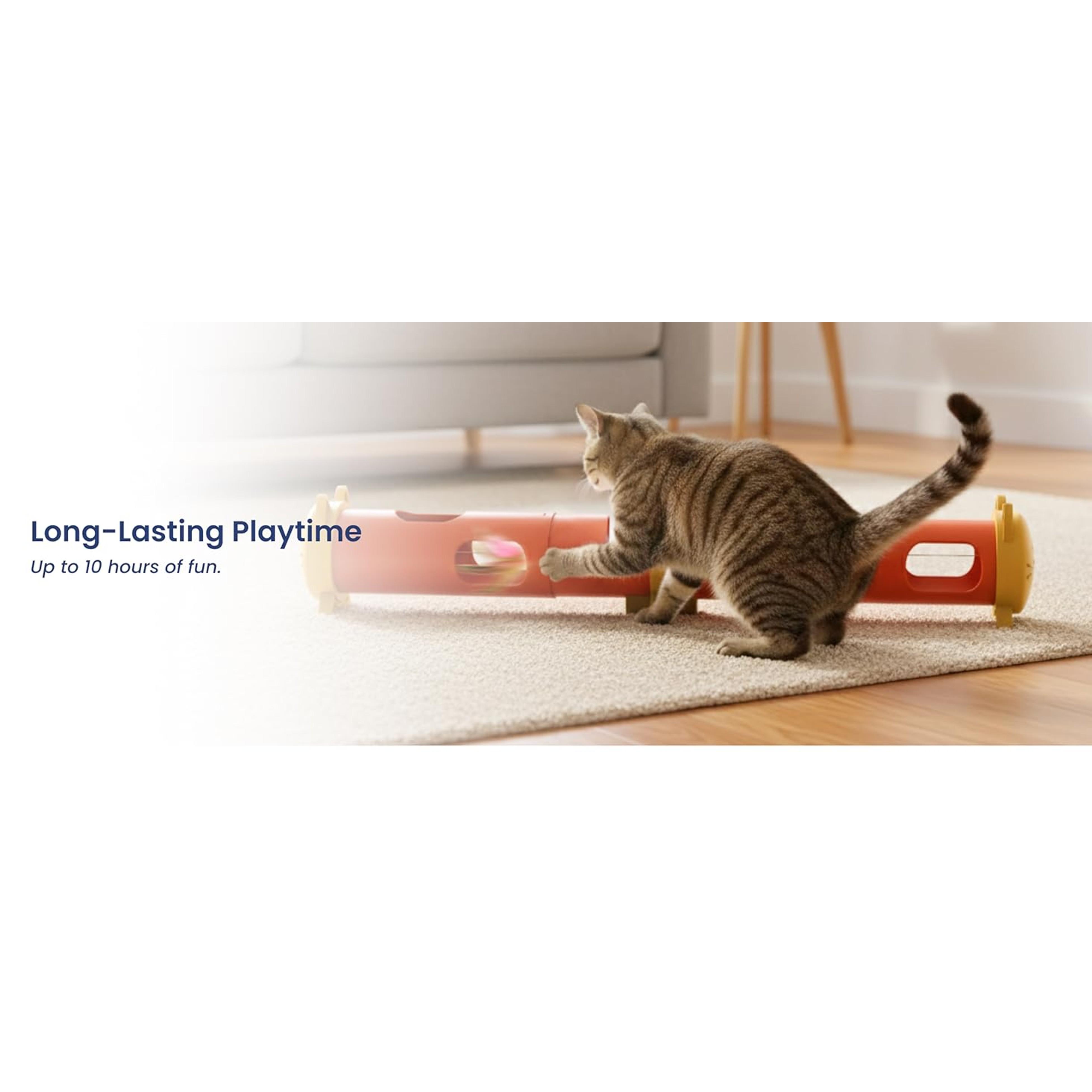 Electric Feather Teaser Tube Cat Toy, Interactive Automatic Cat Toy for Indoor Cats, Smart Random Feather Play, Long Battery Life, Pet-Safe Materials (Large)