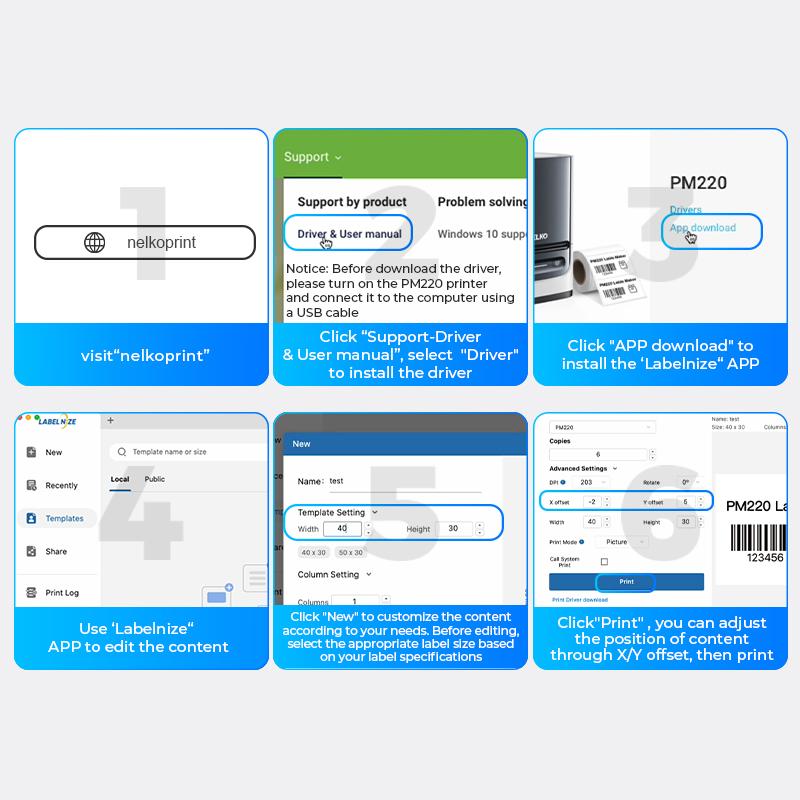 PM220 Label Printer, Bluethooth Label Printer, Portable Thermal Printer for Small Business, Logo, Clothing, Mailing, Sticker Printer for Phones & PC #SummerVibes