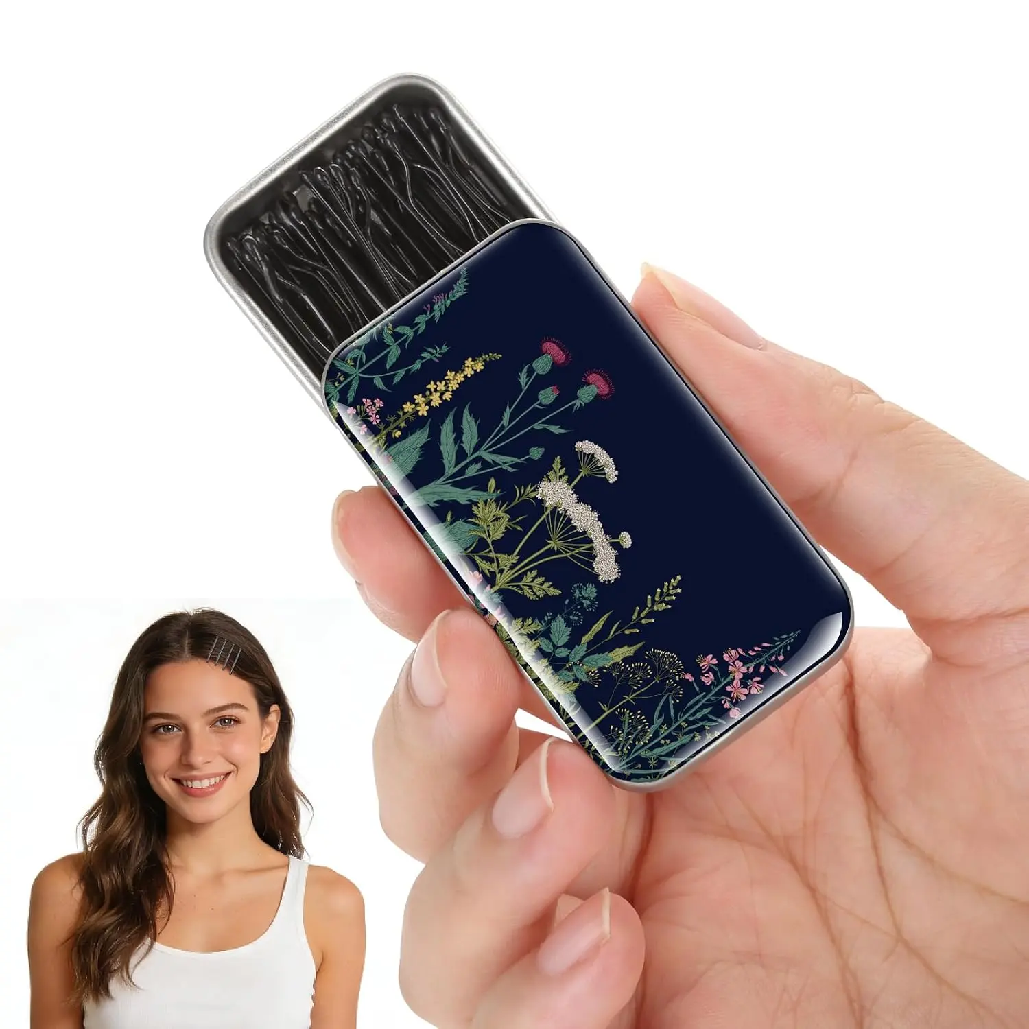Black Bobby Pins,  Invisible Wave Anti-Slip Hair Clips with Storage Case, for Women, Girls, and  (Black -01)