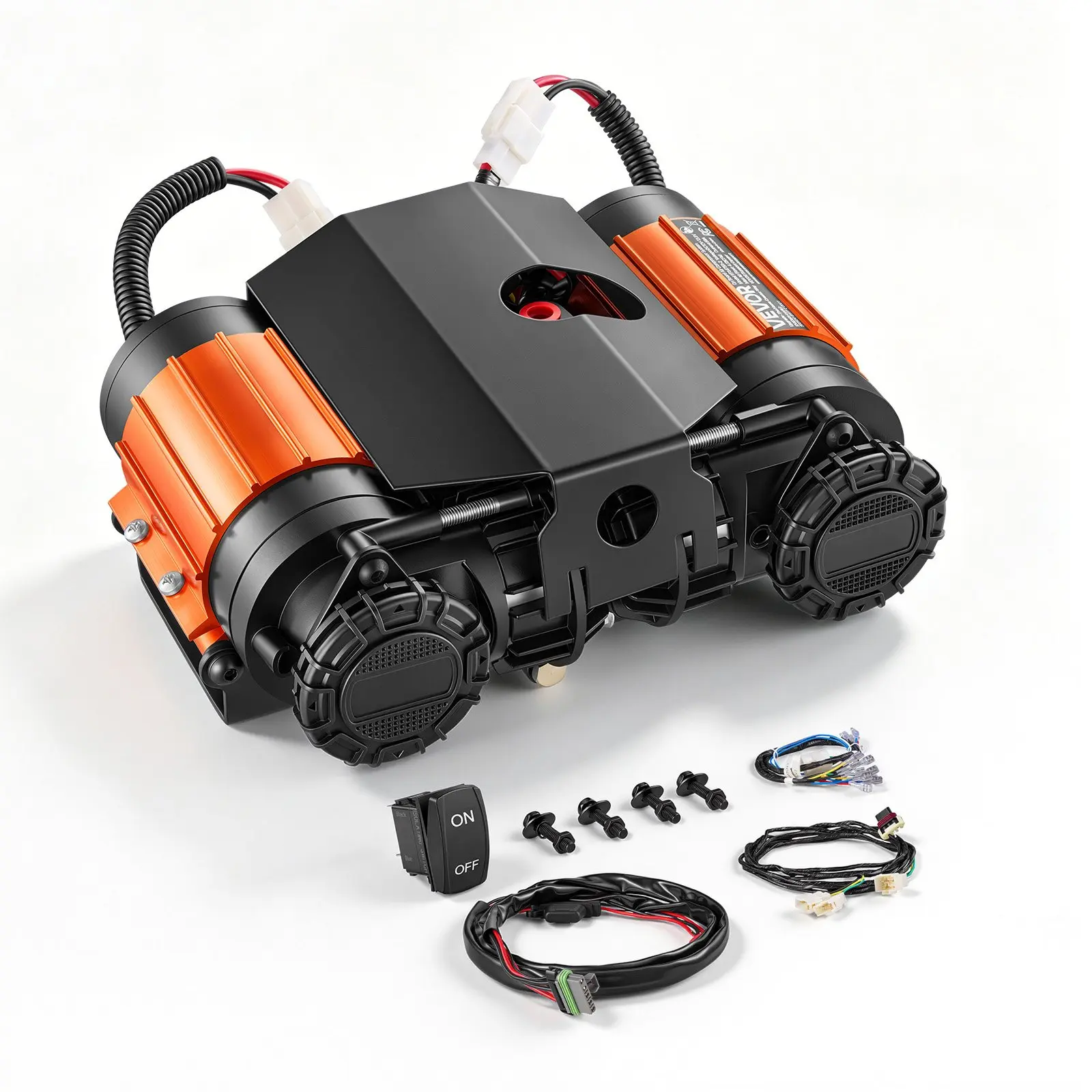 VEVOR 12V Dual-Cylinder Air Compressor - 1HP, 4.73 SCFM Portable Tire Inflator, Max 150 PSI Heavy-Duty Offroad Air Pump with Differential Lock Harness for Pickup Trucks, SUVs
