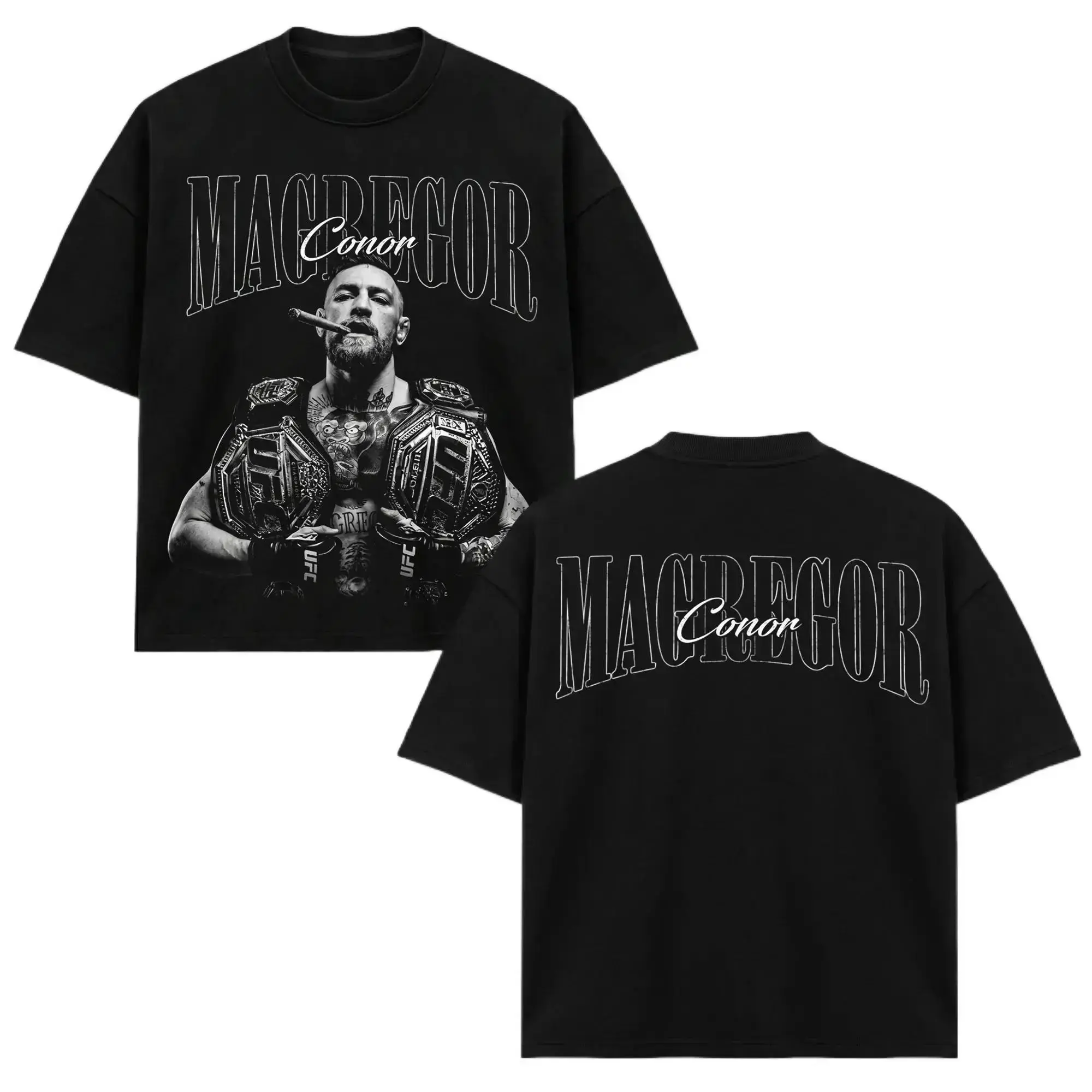 [Sale Up To 50%]Conor McGregor Vintage Graphic T-Shirt, Double Sided MMA Fighter Tee, UFC Inspired Streetwear Shirt, Retro Combat Sports Graphic Tee, Unisex Fight Fan Apparel