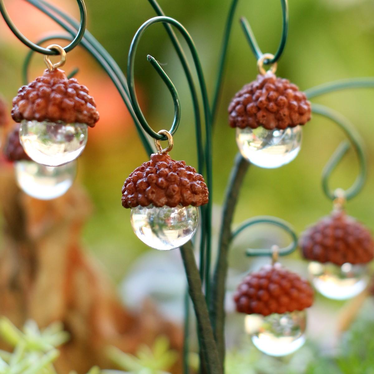 9 Piece Resin Acorn Hanging Decor Set, Fairy Garden Outdoor Decorative Accessories, Miniature Statue Decorations, Micro Landscape, Bonsai Craft Decoration, Garden Sculptures, Home Decor