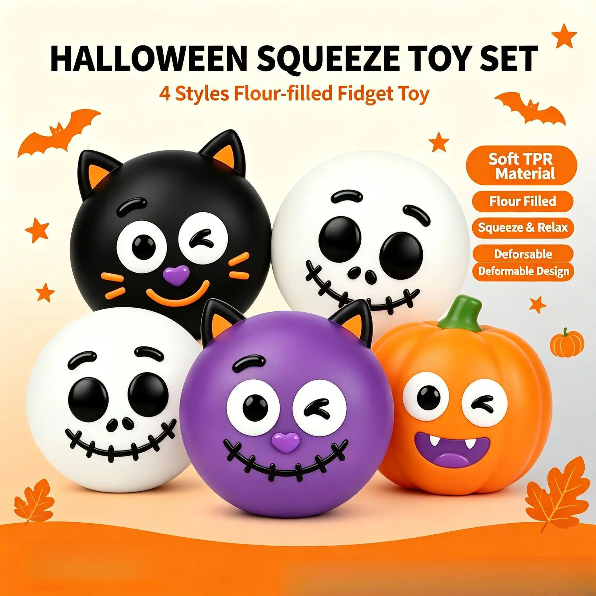 Halloween Face Changing Skull Demon Squishy Toy, Slow Rising Soft Squeeze Stress Ball, Morphable Expression Sensory Fidget for Anxiety Relief, Perfect Trick or Treat Goodie Bag Stuffer Party Favor for Kids Adults rise funny