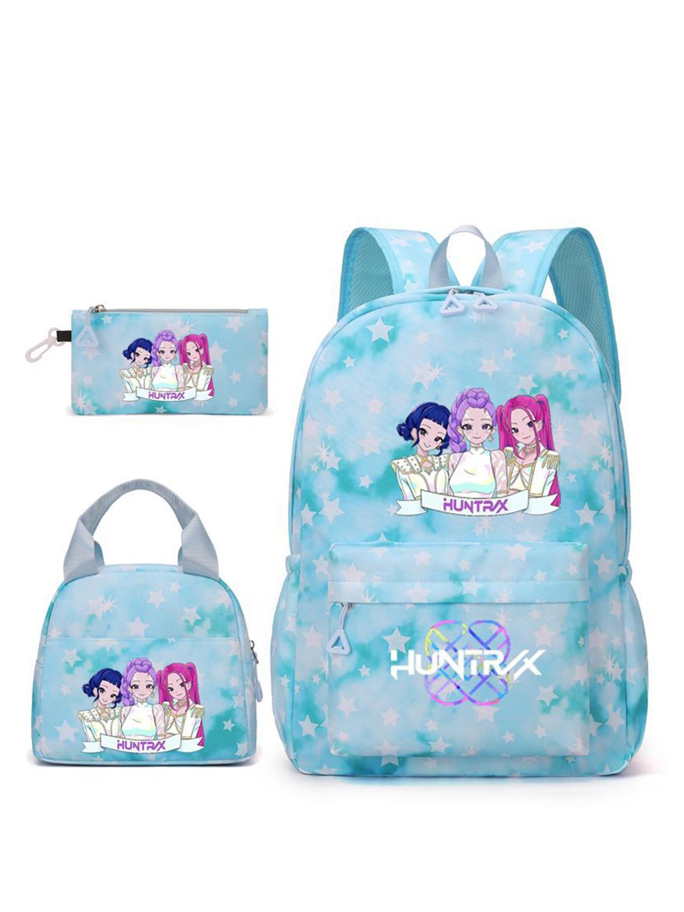 3pcs  Women's backpack with large capacity, kpop girl group printed zipper closure, fashionable and versatile, personalized and trendy, suitable for students to go to school, campus, work, commuting, shopping, women's backpack, School Backpacks