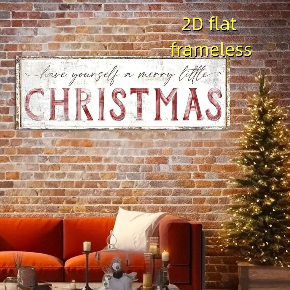 1 piece of canvas poster wishing you a Merry Christmas, fashionable holiday home decoration 2D flat printing frameless painting
