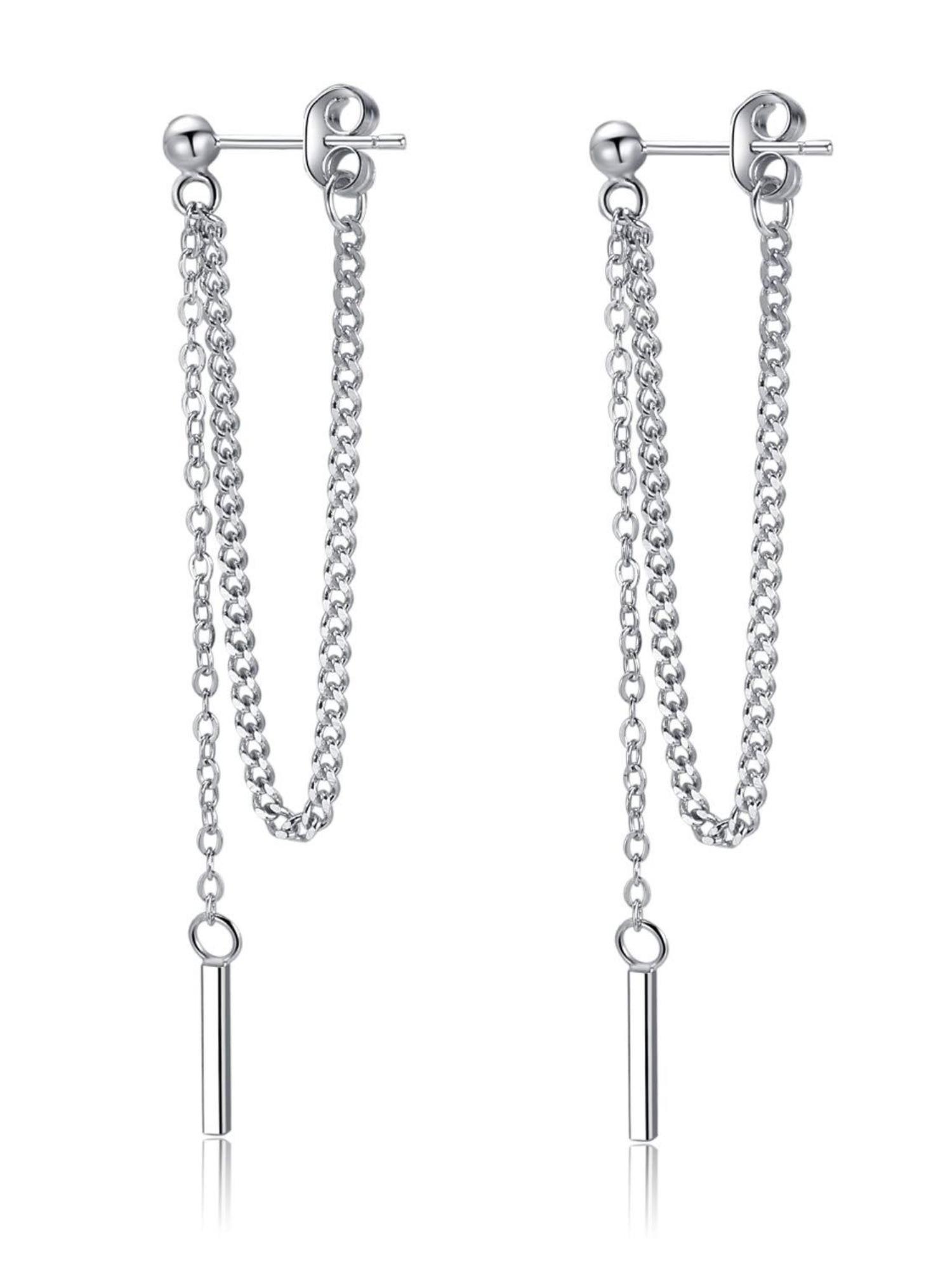 Long Tassel Earrings Stainless Steel Fashion Jewelry for Women Titanium Steel Long Bead Tassel Earrings, Stylish Accessory