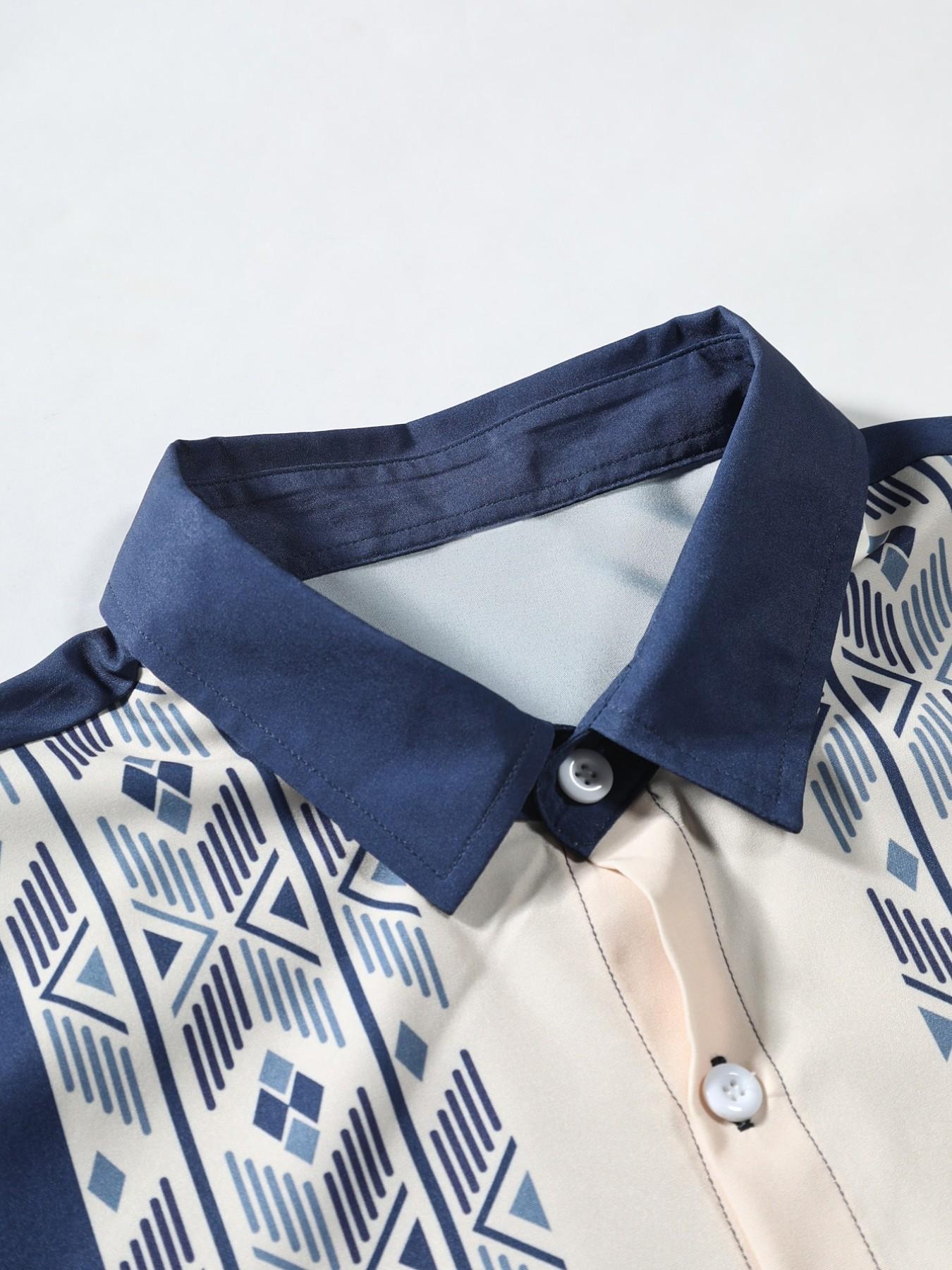 Men's Regular Fit Ditsy Floral Print Short Sleeve Shirt, Casual Button Down, Casual Comfy Top for Summer, Men's Clothes for Beach Vacation, Menswear