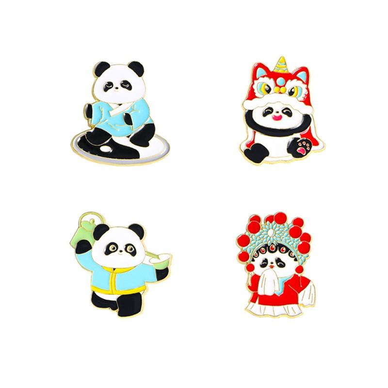 Chinese Style Panda Pin Badge, Cartoon Emblem, Backpack Couple Clothes Accessory, Button Clip Decoration, Memorial Gift
