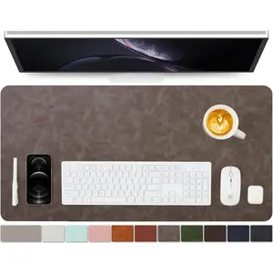 Distressed Leather Desk Mat - Non-Slip PU Desk Pad for Office and Home - Desk Organization and Accessories - Ideal for Large Mouse Pad and Desk Mats on Top of Desks(Slate Gray,31.5"x 15.7")
