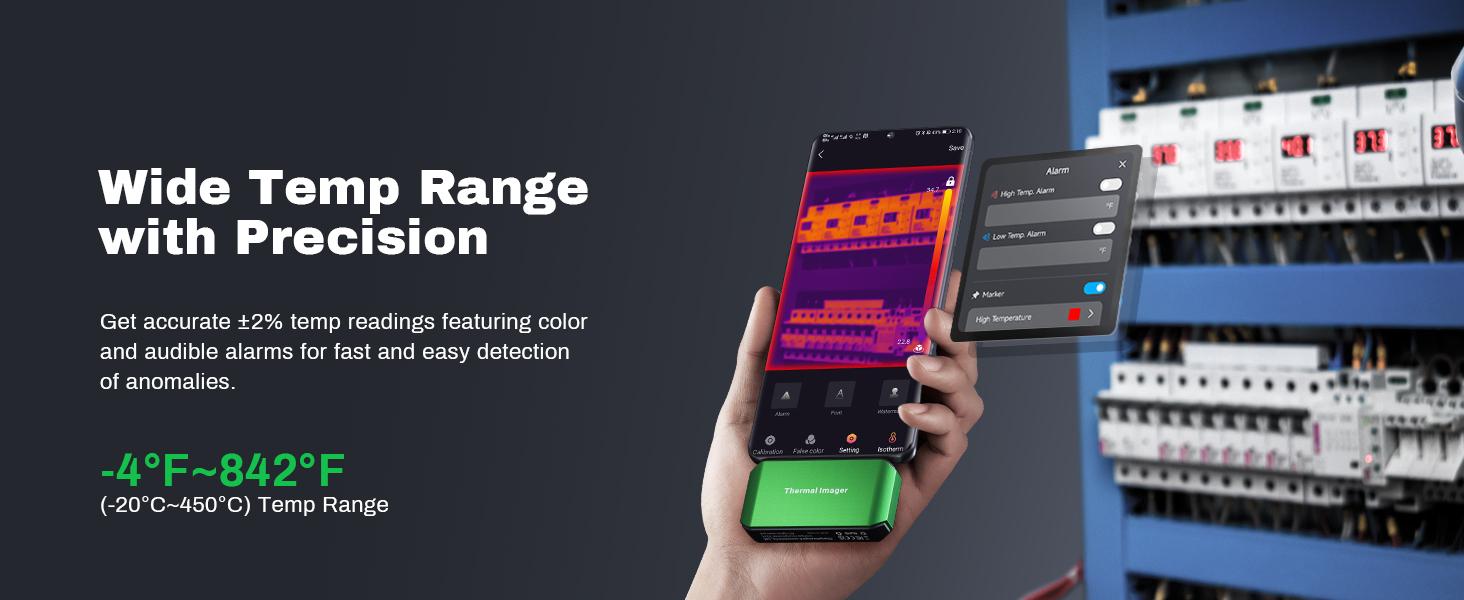 AMPBANK M256 Thermal Camera, 256x192 IR High Resolution Thermal Imaging Camera with 3D Analysis, 25Hz Refresh Rate, -4°F~842°F Temp Range