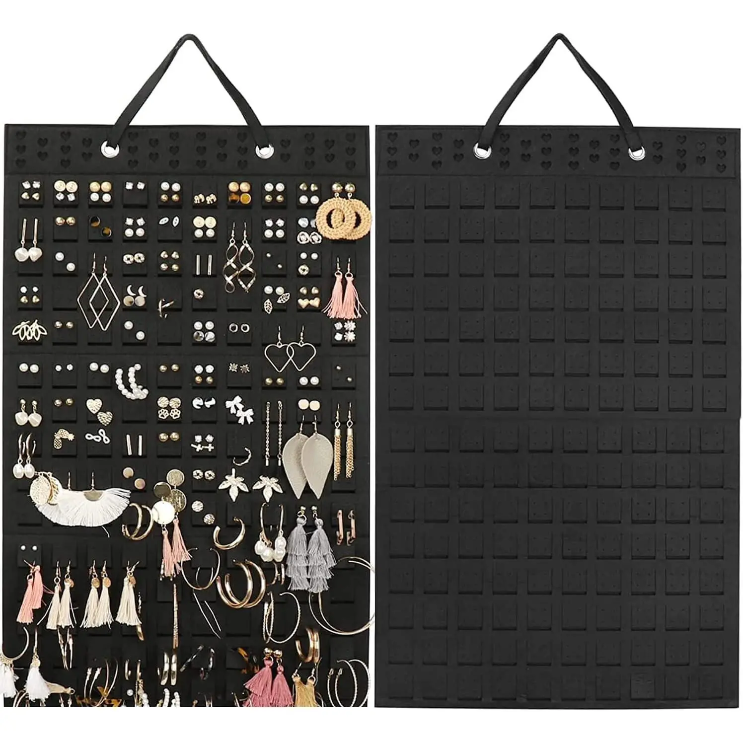 Hanging Earrings Organizer & Holder, Wall Mount Earring Holder | 20 Hooks, Holds Up To 300 Pairs, Compact Design, Soft Material, Earring Hanger & Display for Women & Girls