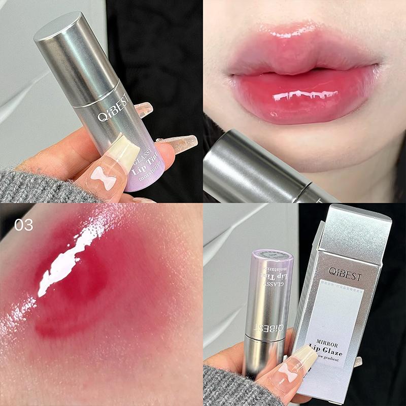 Rainbow Gradient Mirror Lip Gloss, Pure Desire Fruit Lip Highlighter, Pinkish Glow, Suitable for Mirror Makeup Effect, Long-Lasting, Formaldehyde Free