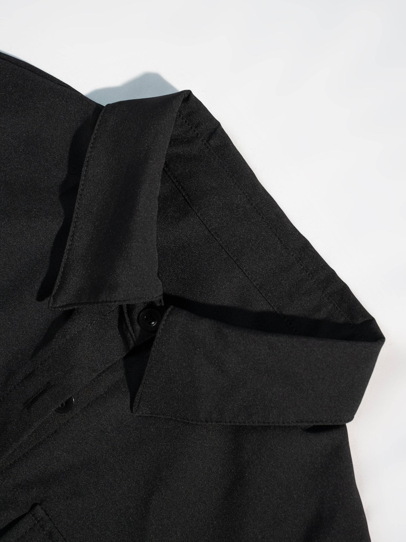 Women's Plain Button Front Pocket Split Shirt, Casual Long Sleeve Collared Blouse Top for Daily Wear, Ladies Clothes for All Seasons