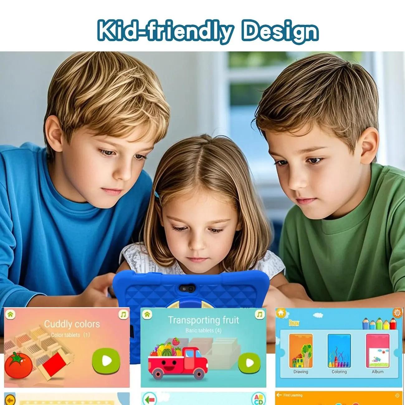 Tablet 1+16GB, Parental Control, Educational Tablet, WiFi Support, Dual Cameras, Eye Protection, Best Birthday Gift for Kids