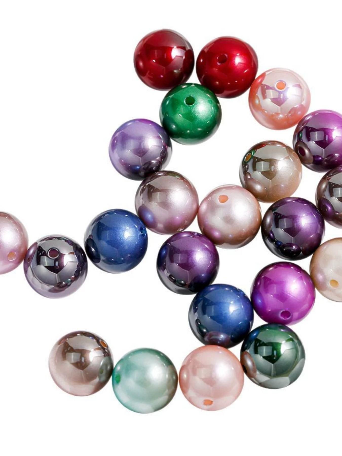 200/30pcs Bead Set for Handmade Jewelry, Mabe Two-Tone Plated Beads, Ombre Solid Color Round Beads, DIY Bracelet Phone Chain Accessories