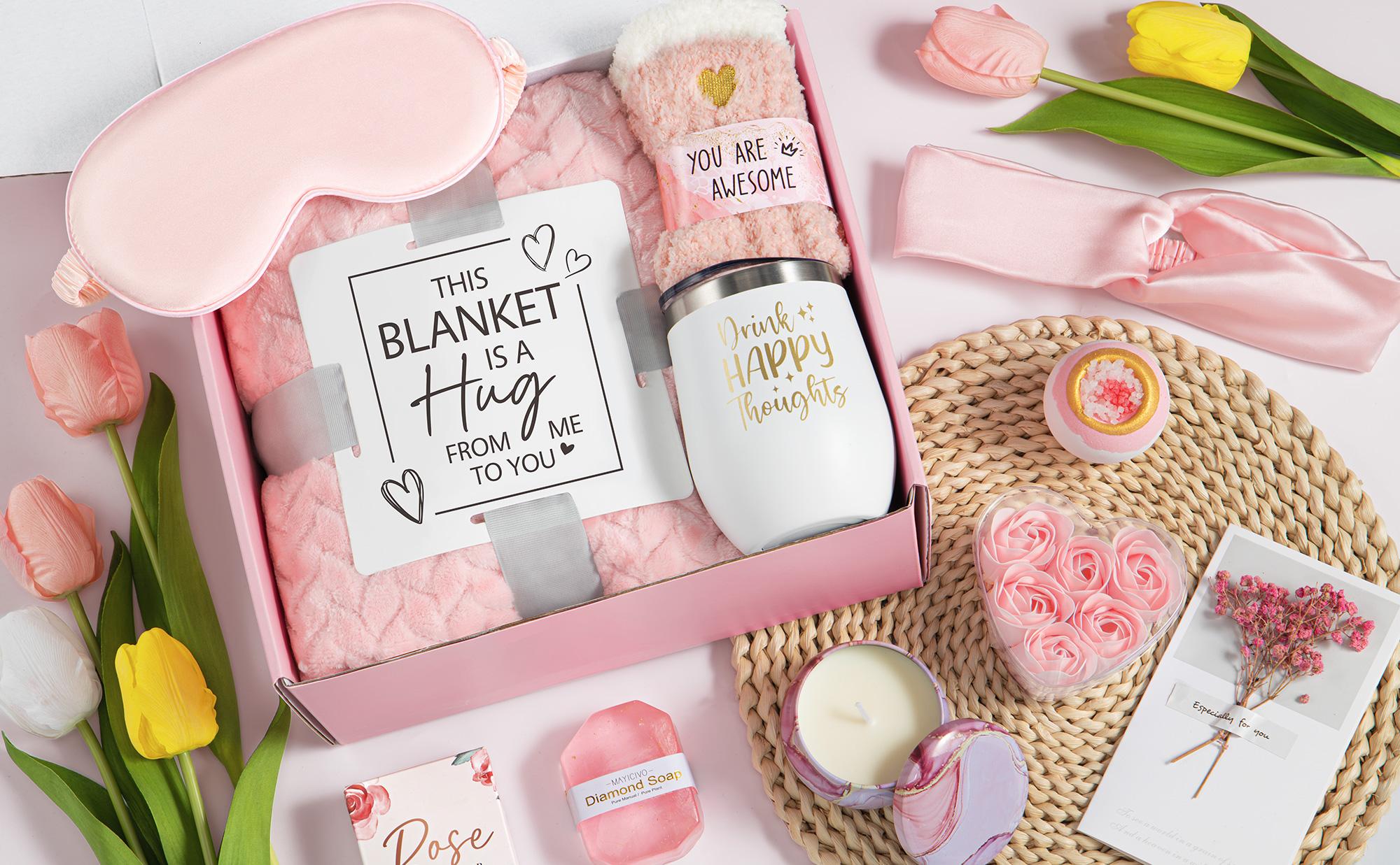 Mayicivo Easter Gifts ideas Basket for Women with Flannel and stainless steel Insulated tumbler Blanket, Unique Gifts for Mom, Friends, and Wife Mayicivo Easter Gifts ideas Basket for Women with Flannel and stainless steel Insulated tumbler Blanket, Unique Gifts for Mom, Friends, and Wife