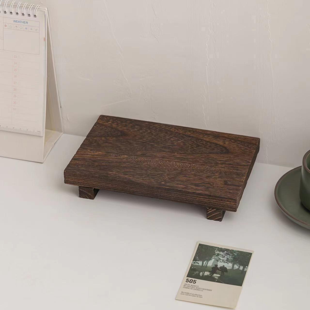 1 Pc Wooden Tray Organizer – Rectangular wood display tray for bathroom, vanity or tabletop. Perfect for holding vases, candles and essentials, stylish storage board for home décor and organization.