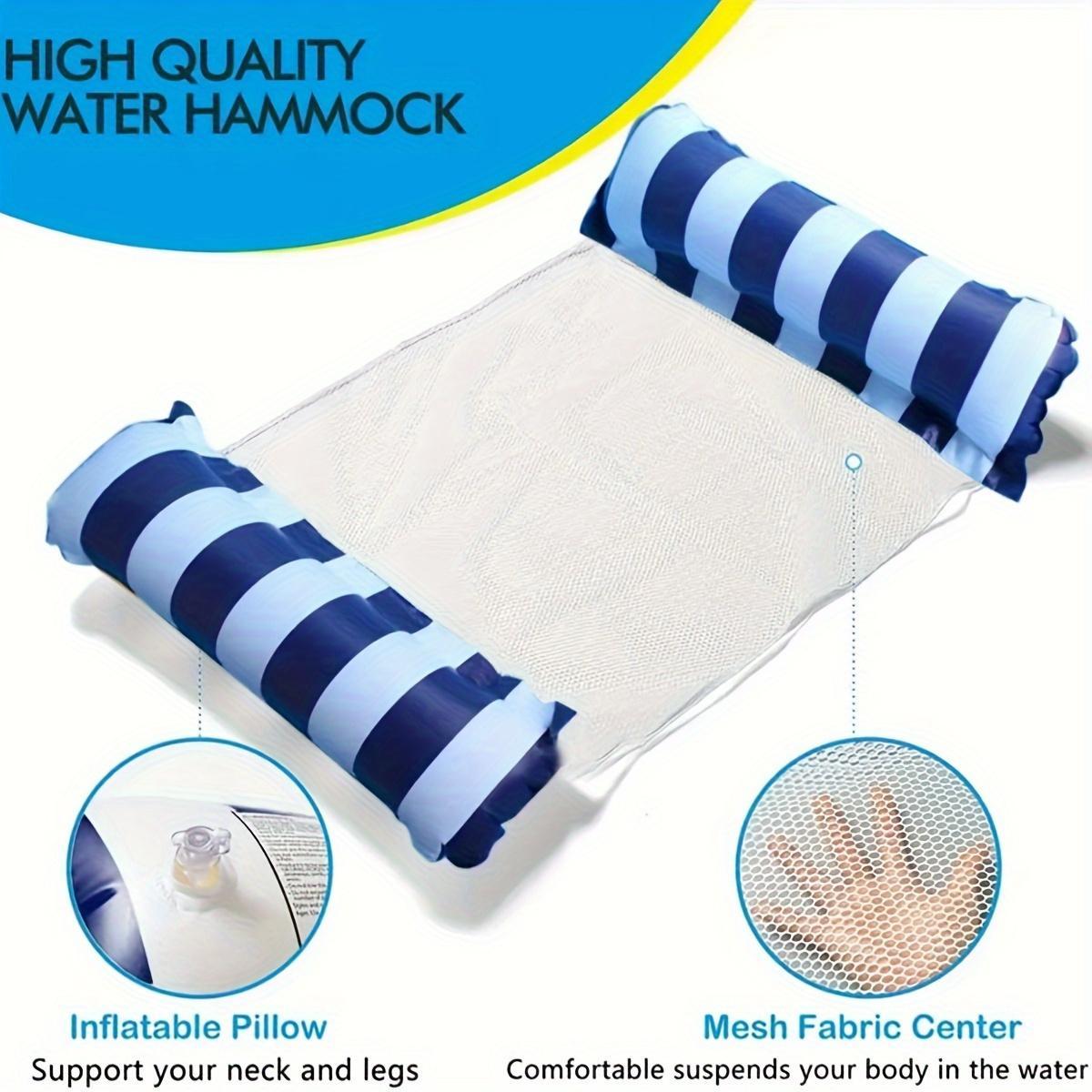 Inflatable Floating Bed, 1pc Foldable Striped Swimming Float, Multi-purpose Pool Hammock, Beach Supplies for Outdoor Swimming Pool, Pool Float Lounge